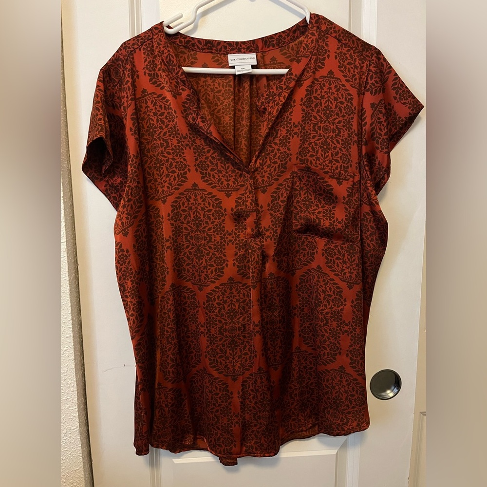 Liz Claiborne Red and Black Blouse